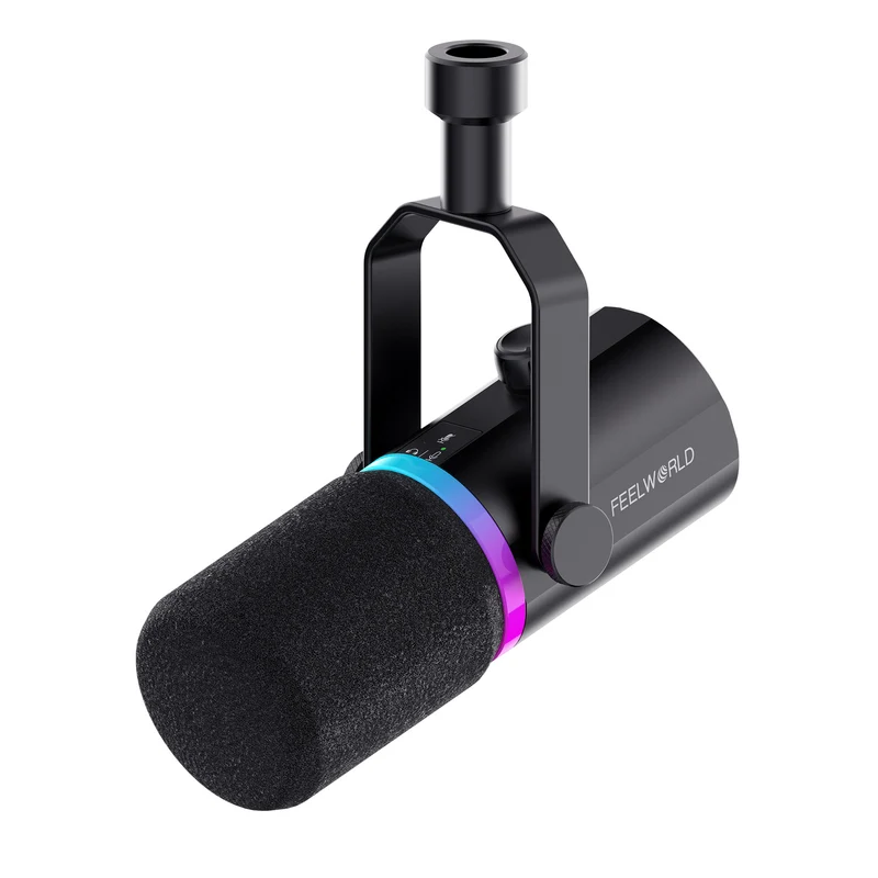 Microphone dynamique USB XLR blanc FEELWORLD PM1 pour podcasting, enregistrement, jeu, streaming en direct