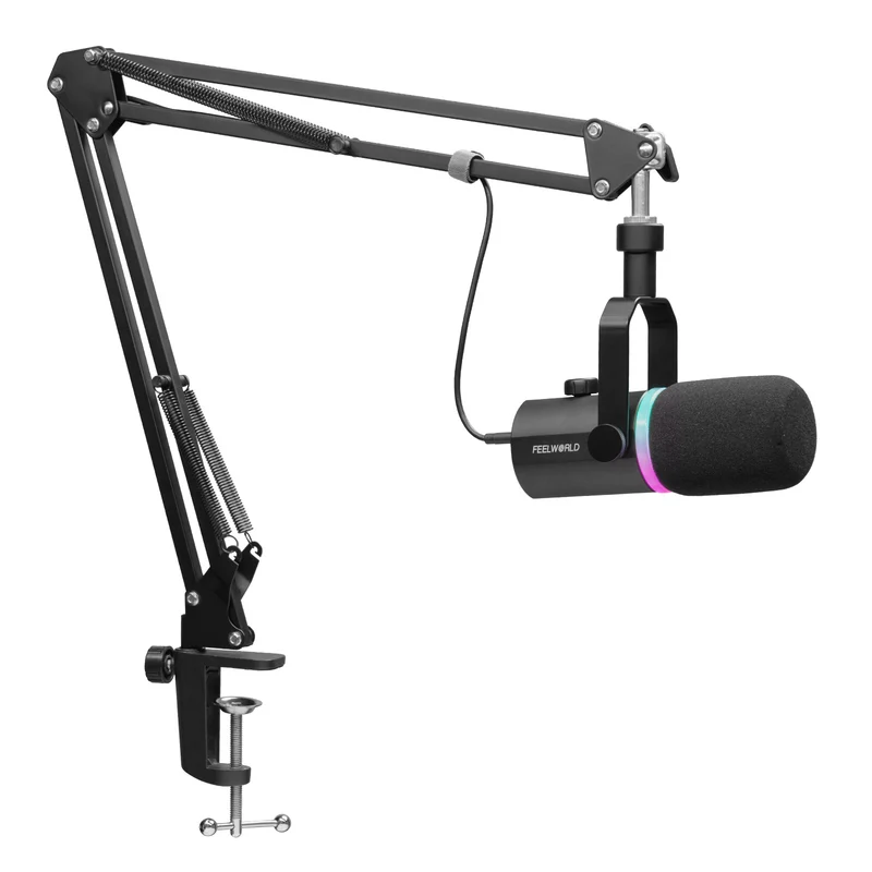Microphone dynamique USB XLR blanc FEELWORLD PM1 pour podcasting, enregistrement, jeu, streaming en direct
