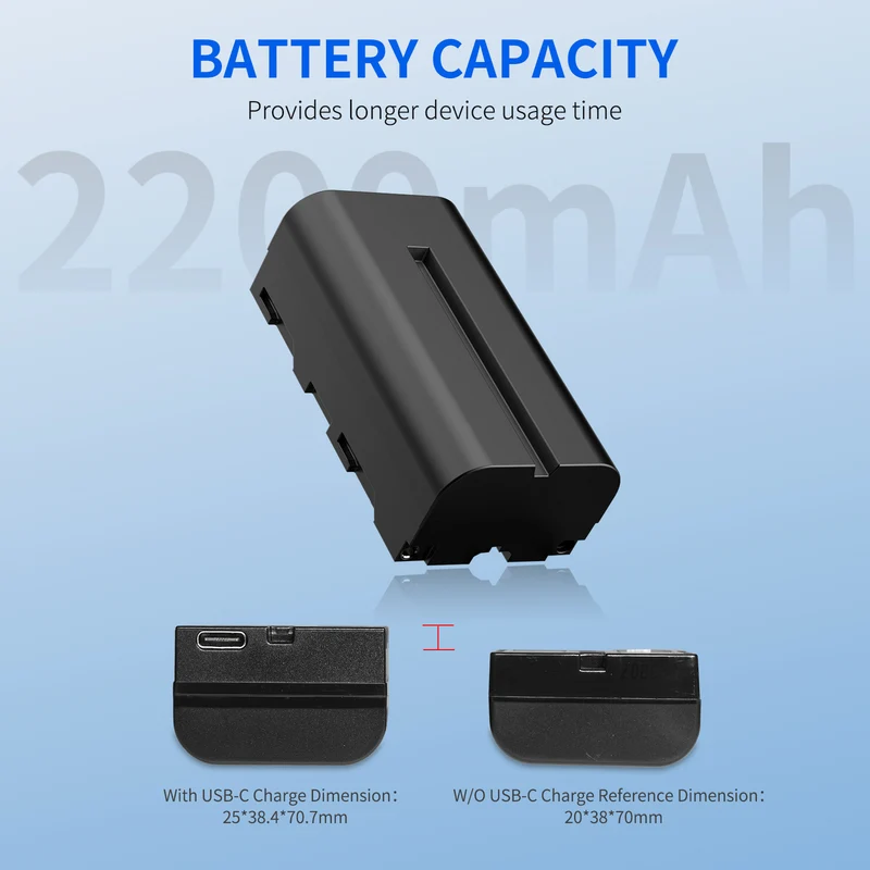 FEEWORLD NP-F550 2200mAh Li-ion batterie pour moniteur vidéo lumière Transmission vidéo USB-C charge