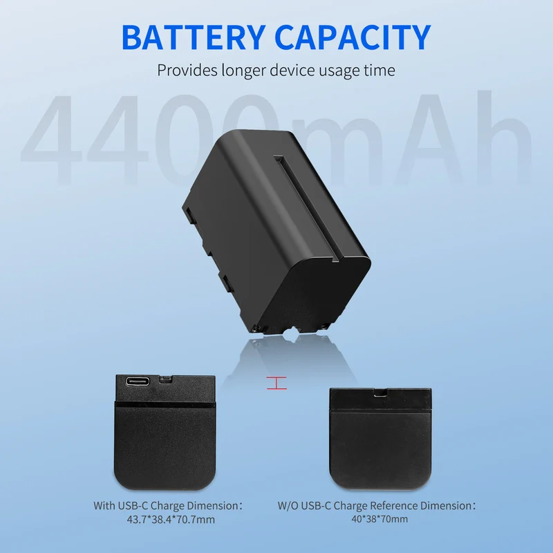 FEEWORLD NP-F750 4400mAh Li-ion batterie pour moniteur vidéo lumière Transmission vidéo USB-C charge