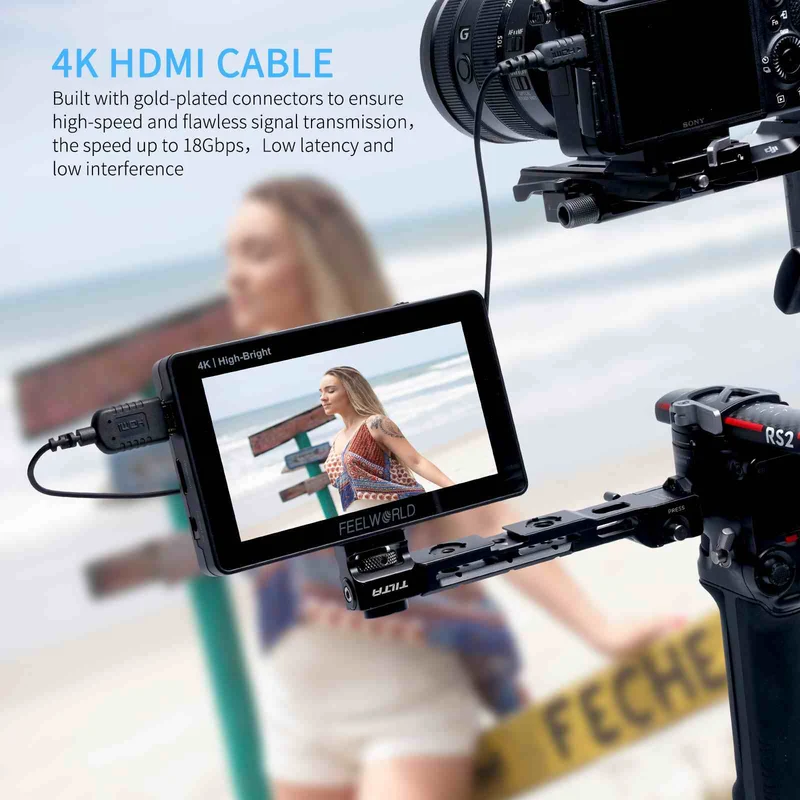 FEELWORLD Câble micro HDMI vers HDMI ultra fin 4K 3 m, câble HDMI 2.5 fin 2.0 mm, prise en charge haute vitesse 4K @ 60 Hz 2160p 1080p 18 Gbit/s 3D HDR pour appareil photo, caméscope