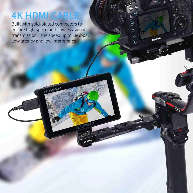FEELWORLD Câble mini HDMI vers HDMI ultra fin 4K de 3 m, câble HDMI 2.5 fin de 2.0 mm, prise en charge haute vitesse 4K à 60 Hz 2160p 1080p 18 Gbit/s 3D HDR pour appareil photo, caméscope, ordinateur portable, tablette