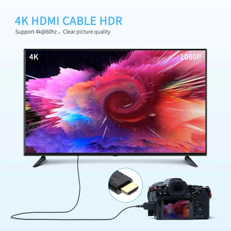 FEELWORLD Câble HDMI 4K ultra fin vers HDMI 1.5 m, câble HDMI 2.5 fin 2.0 mm, prise en charge haute vitesse 4K @ 60 Hz 2160p 1080p 18 Gbit/s 3D HDR pour appareil photo, caméscope, moniteur, cardan