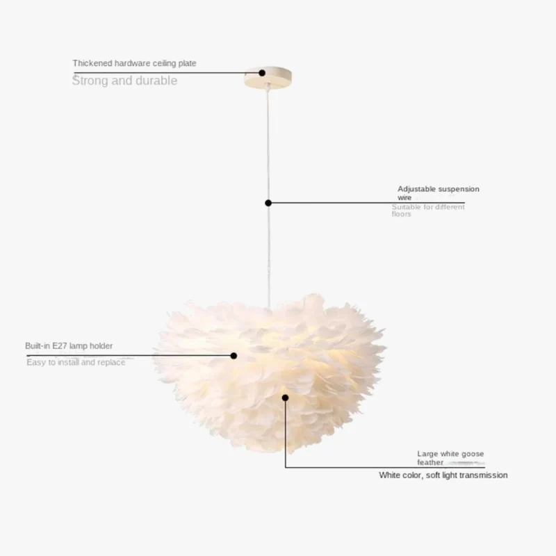 Suspension Frange en Plumes Colorées – Ambiance Feutrée et Douce