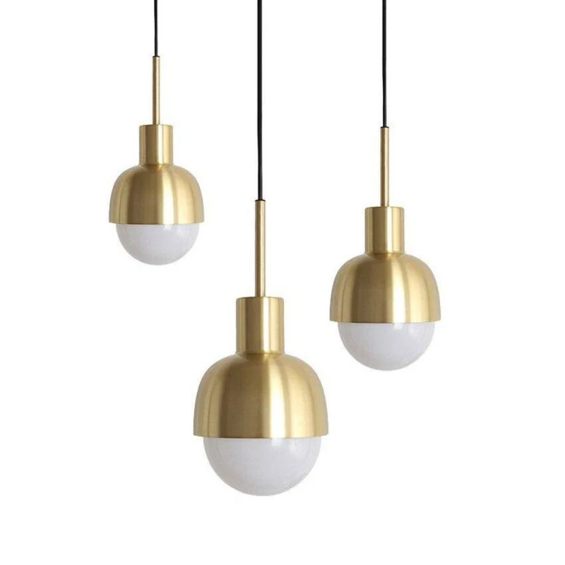 Suspension Opaline Dorée en Cloche – Bicolore Chic pour Salon ou Chambre