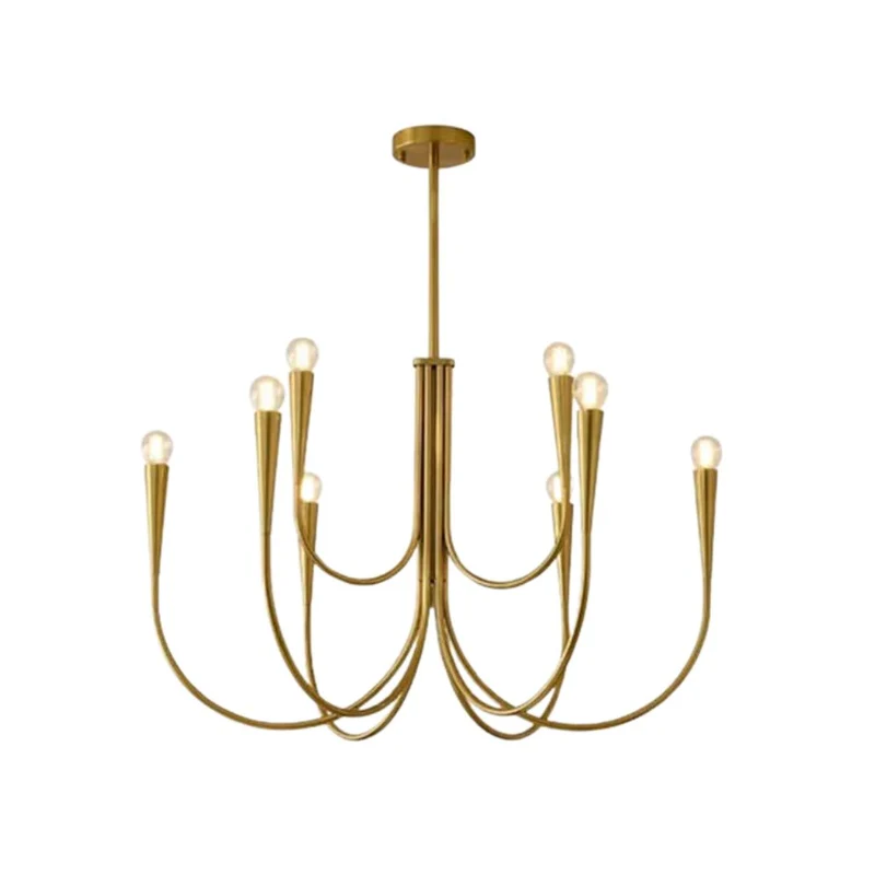 Lustre Plusieurs Ampoules Doré ou Noir – 6 ou 9 Têtes, E14 Non Incluses