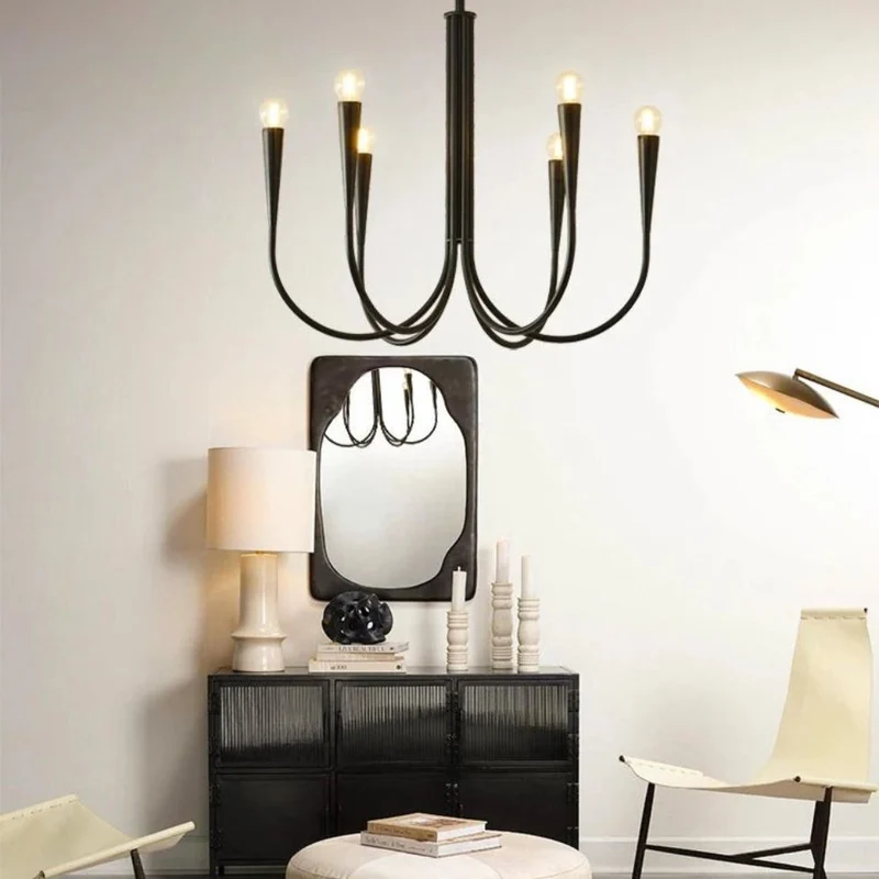 Lustre Plusieurs Ampoules Doré ou Noir – 6 ou 9 Têtes, E14 Non Incluses
