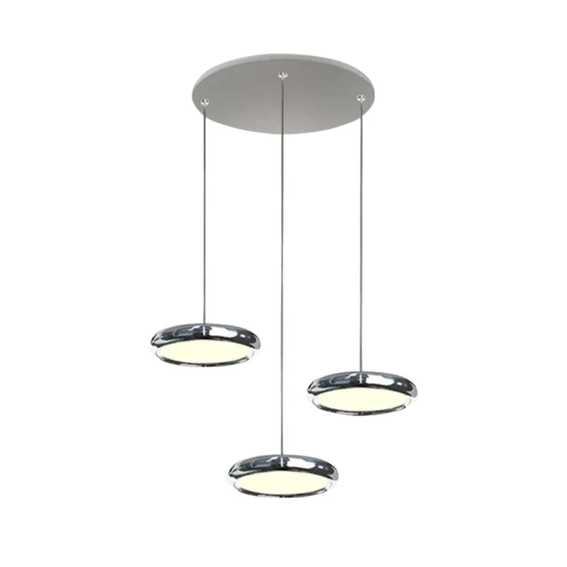 Suspension Argentée à Disques Flottants – Ambiance Aérienne et Moderne