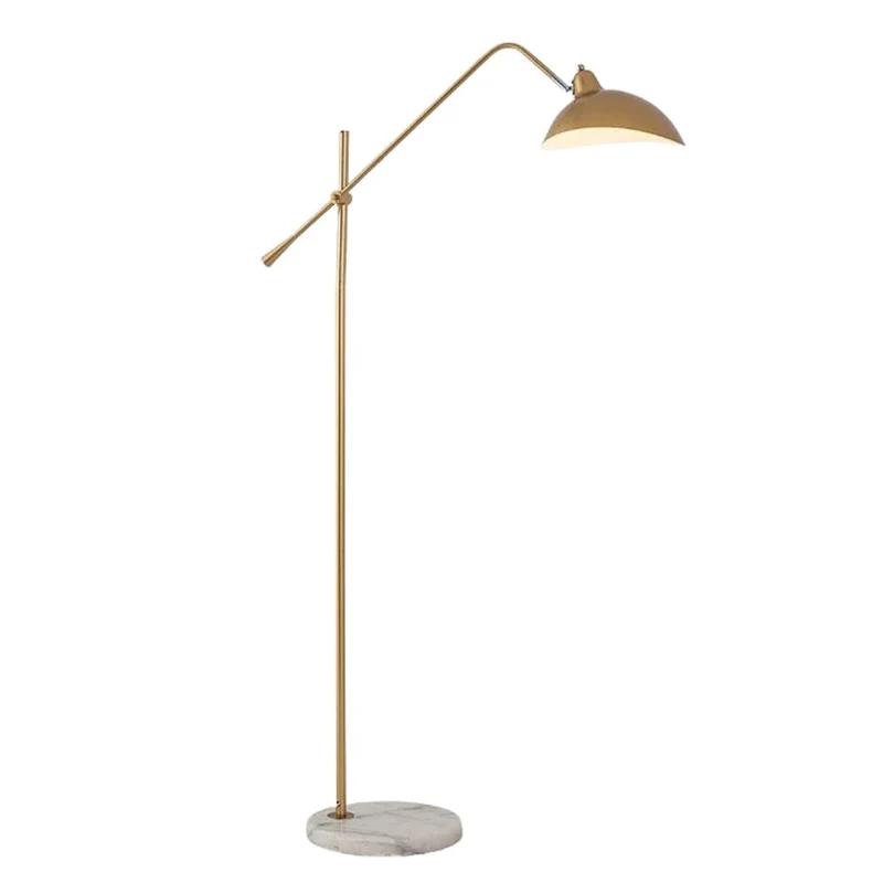 Lampadaire Déporté Doré à Bras Articulé – Socle Marbre, LED Économe