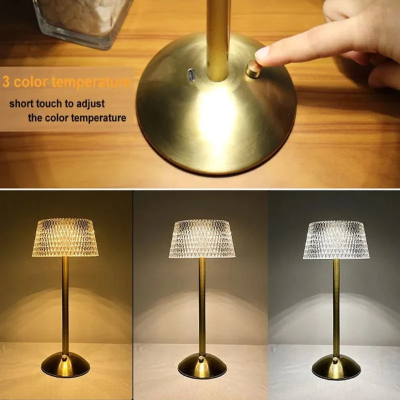 Lampe de Bureau en Cristal Capteur Tactile Décor Nordique