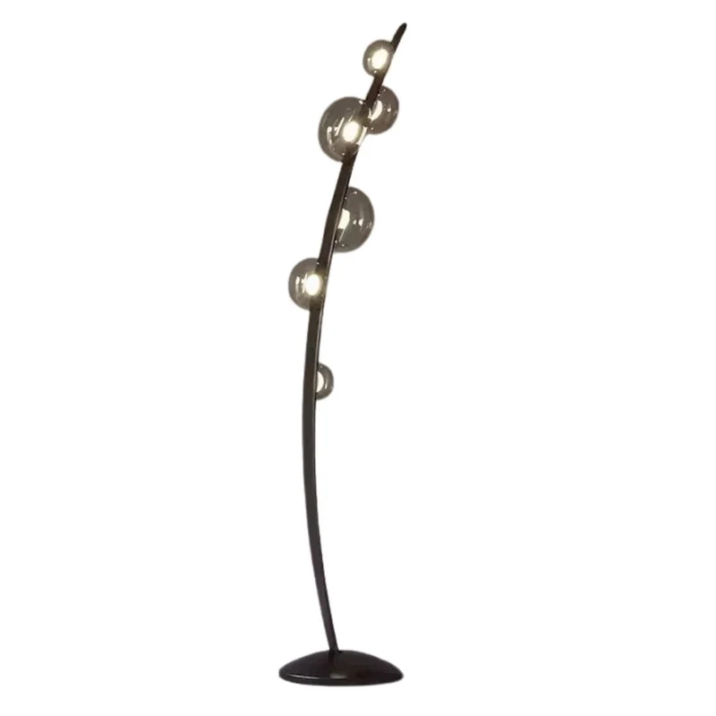 Lampe sur Pied Design Salon Courbée – Boules Verre, Signature Italienne