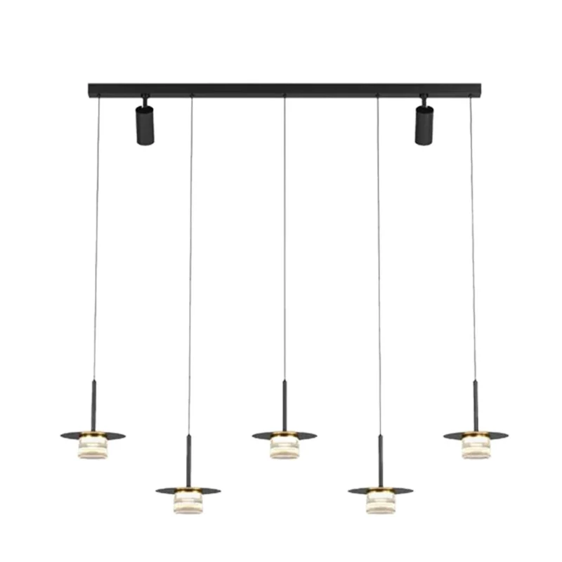 Suspension Luminaire Noire et Or – 3 à 5 Têtes LED pour un Style Luxueux