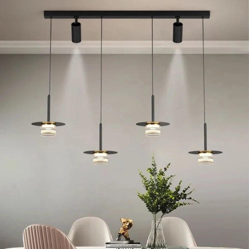 Suspension Luminaire Noire et Or – 3 à 5 Têtes LED pour un Style Luxueux