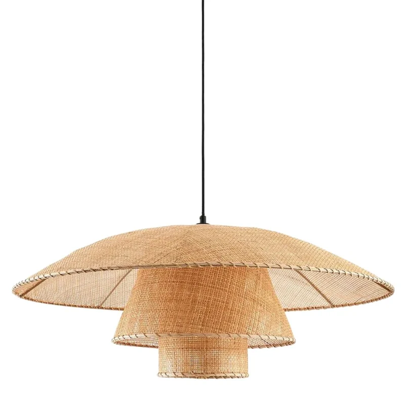 Suspension Jonc de Mer en Rotin et Bambou – Ambiance Exotique, 4 Tailles