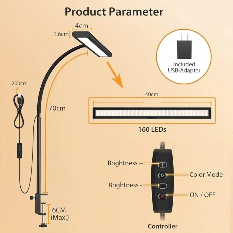 Lampe de Bureau Tactile Led Pliable Col de Cygne Protection des Yeux