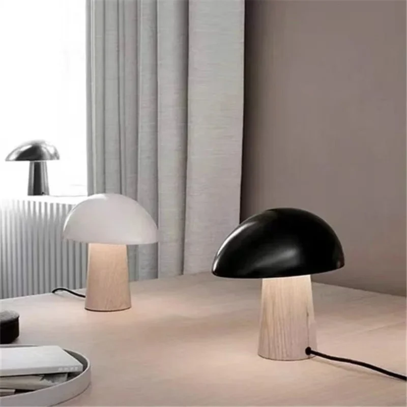 Lampe Led Champignon Veilleuse en Bois avec Interrupteur Tactile