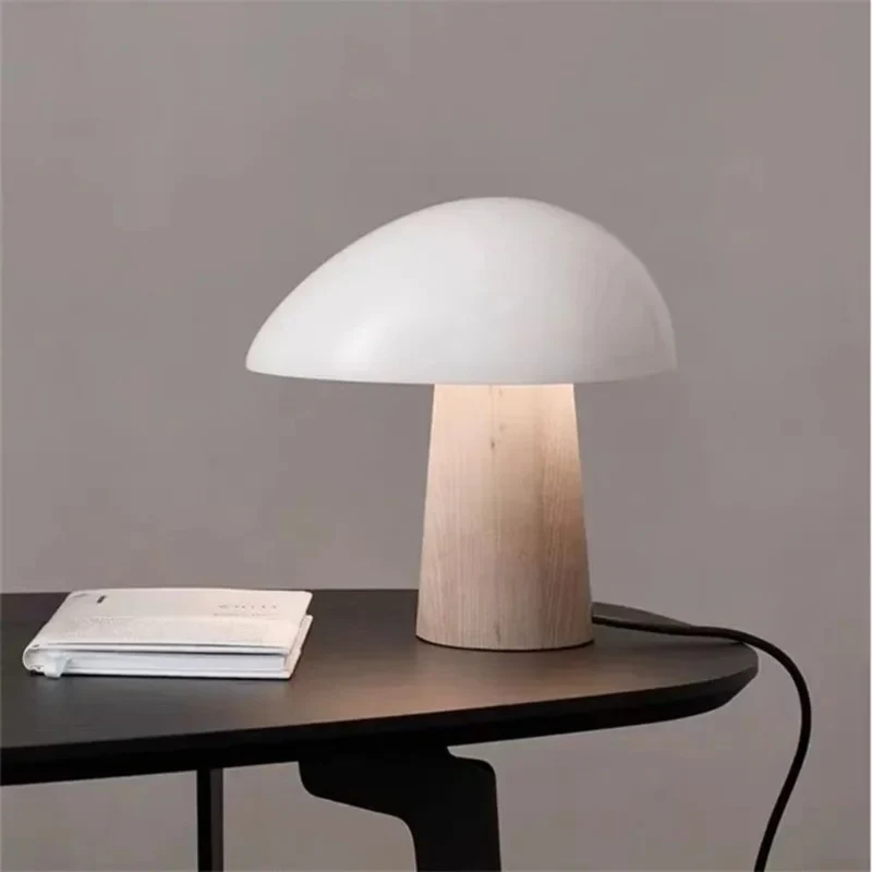 Lampe Led Champignon Veilleuse en Bois avec Interrupteur Tactile