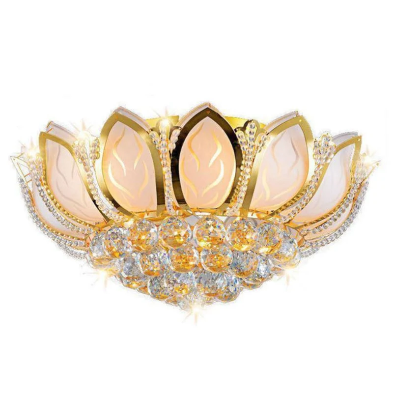 Plafonnier LED Cristal Floral Doré – Ambiance Apaisante et Raffinée