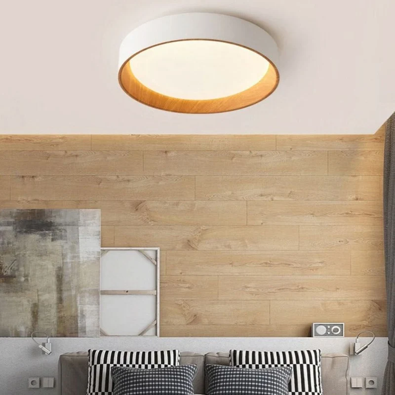 Plafonnier LED Bois 3 Tailles – Dimmable avec Télécommande Incluse