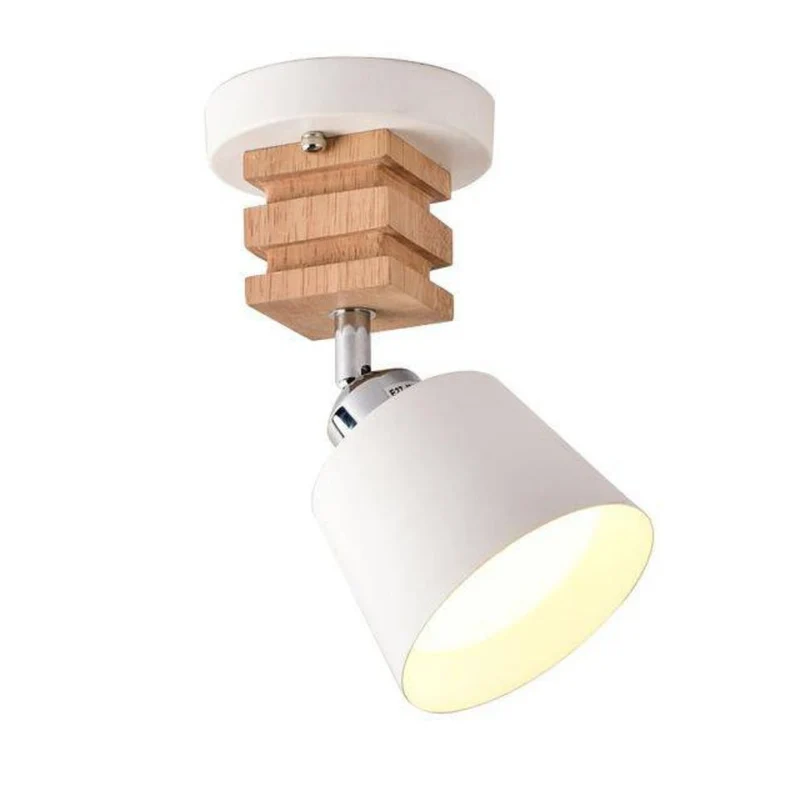 Plafonnier LED en Bois Rotatif 360° – 1 à 4 Abat-jours au Choix