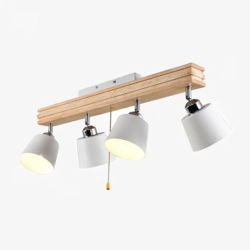 Plafonnier LED en Bois Rotatif 360° – 1 à 4 Abat-jours au Choix