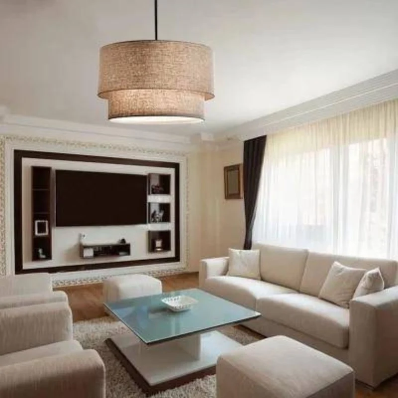 Suspension Tissu Blanc Arrondie – Noir, Blanc ou Marron au Choix
