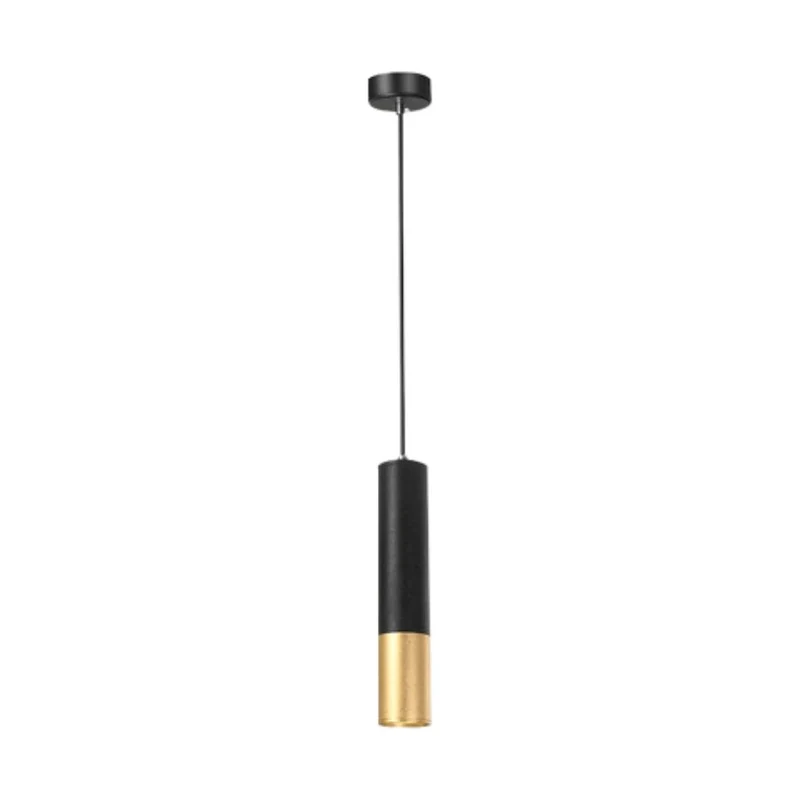 Suspension Large Tubulaire Noir et Or – Idéale pour Plafond Haut