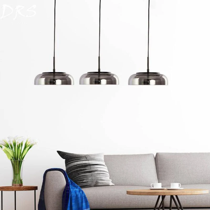 Suspension Verre Soufflé Fumé – Ambiance Tamisée pour Salon Cosy