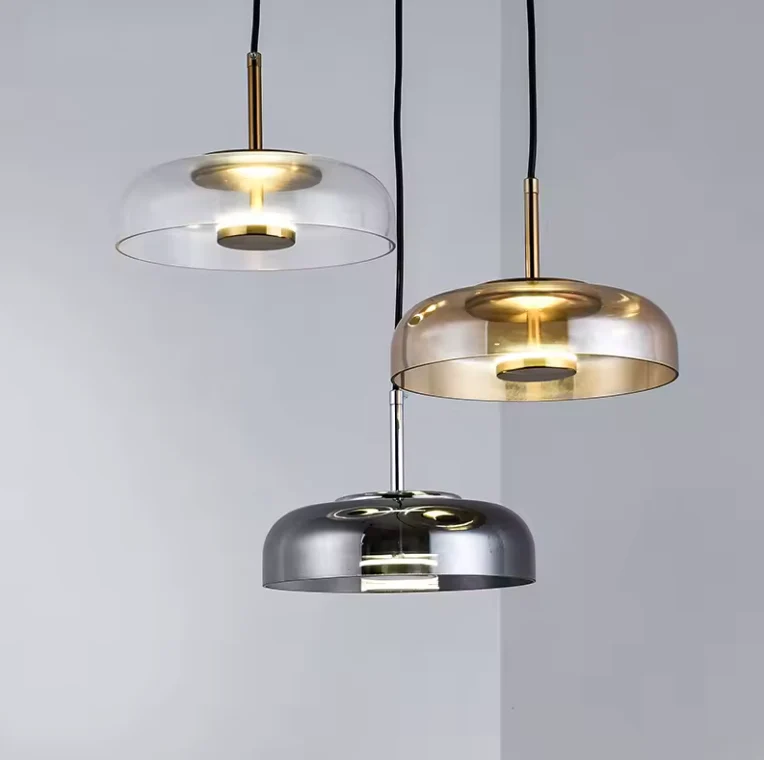 Suspension Verre Soufflé Fumé – Ambiance Tamisée pour Salon Cosy