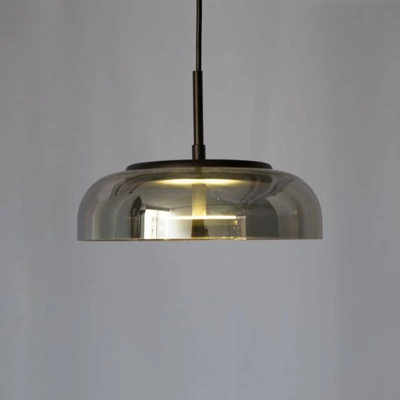 Suspension Verre Soufflé Fumé – Ambiance Tamisée pour Salon Cosy