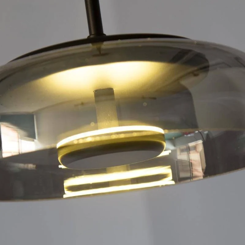 Suspension Verre Soufflé Fumé – Ambiance Tamisée pour Salon Cosy