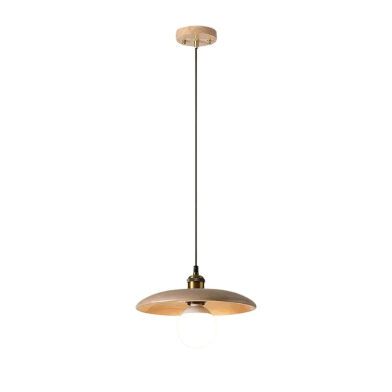 Suspension Ancienne en Bois et Laiton – Nordique et Industrielle à la Fois