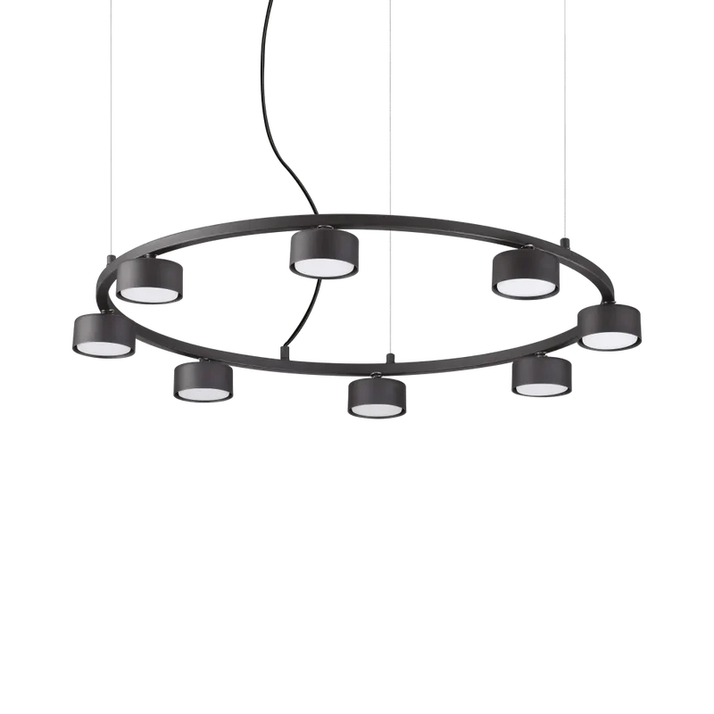Suspension MINOR ROUND noire 8 lampes