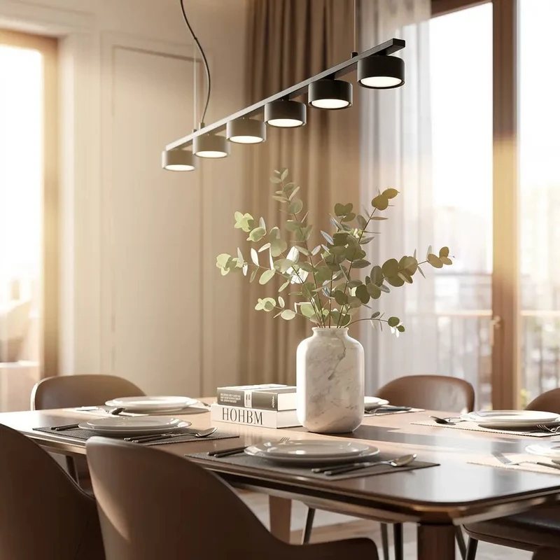 Suspension MINOR LINEAR noire 6 lampes