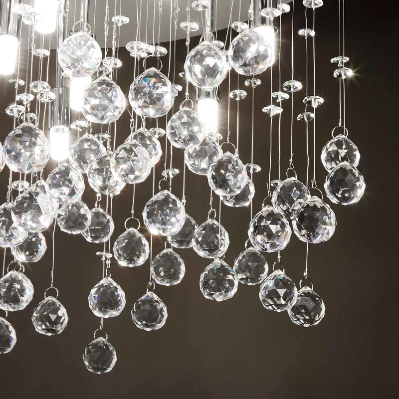 Plafonnier MOONLIGHT PL12 chrome et pampilles de cristal