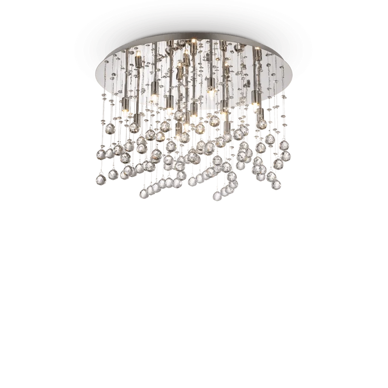 Plafonnier MOONLIGHT PL12 chrome et pampilles de cristal