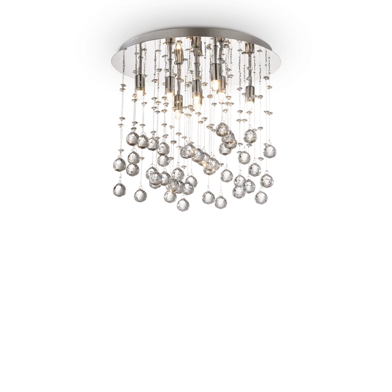 Plafonnier MOONLIGHT PL8 chrome et pampilles de cristal