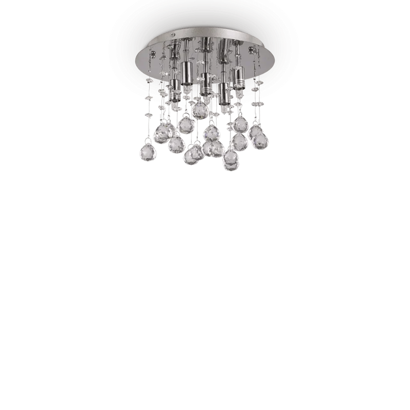Plafonnier MOONLIGHT PL5 chrome et pampilles de cristal