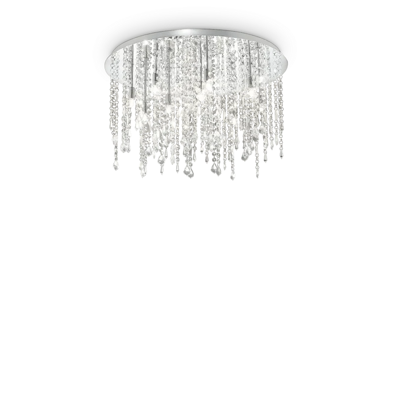 Plafonnier ROYAL PL12 chrome et pampilles de cristal
