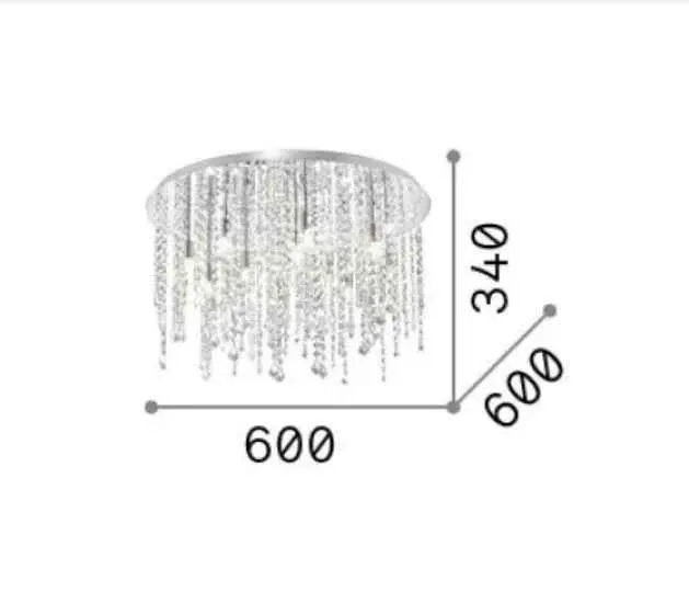 Plafonnier ROYAL PL12 chrome et pampilles de cristal