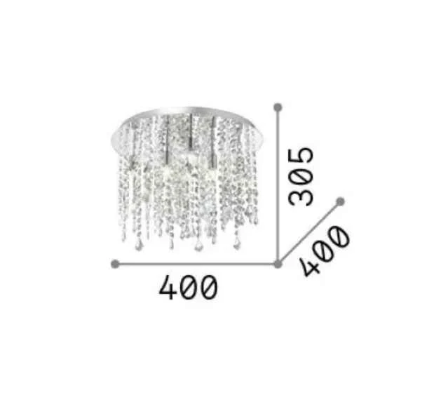 Plafonnier ROYAL PL8 chrome et pampilles de cristal
