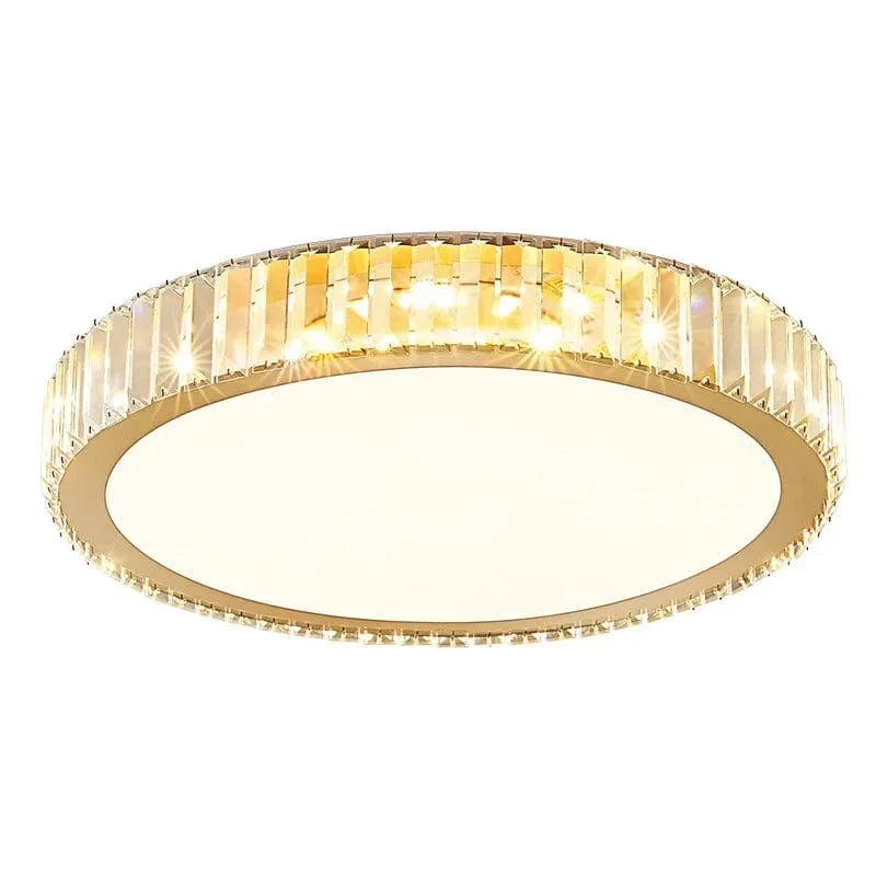 Living Room Crystal Round Ceiling Lamp Light Luxury Bedroom Study Room Dining Room Flower Square Shaped Led Lighting