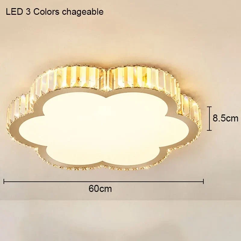 Living Room Crystal Round Ceiling Lamp Light Luxury Bedroom Study Room Dining Room Flower Square Shaped Led Lighting