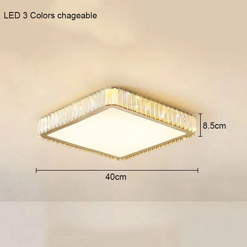 Living Room Crystal Round Ceiling Lamp Light Luxury Bedroom Study Room Dining Room Flower Square Shaped Led Lighting