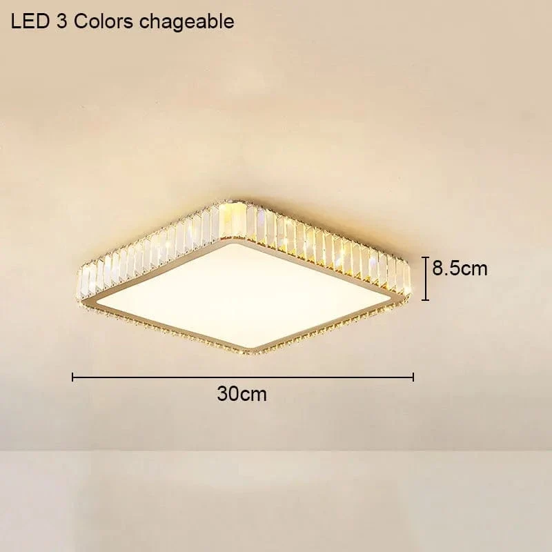 Living Room Crystal Round Ceiling Lamp Light Luxury Bedroom Study Room Dining Room Flower Square Shaped Led Lighting