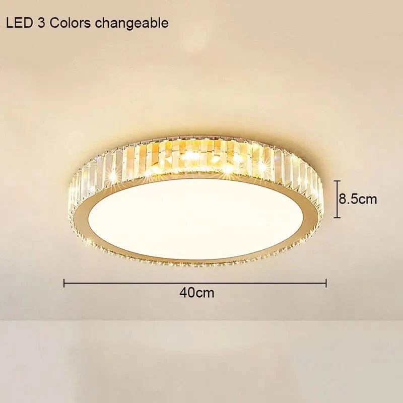 Living Room Crystal Round Ceiling Lamp Light Luxury Bedroom Study Room Dining Room Flower Square Shaped Led Lighting