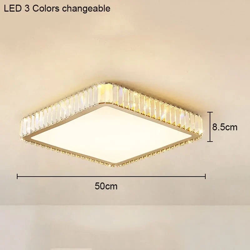 Living Room Crystal Round Ceiling Lamp Light Luxury Bedroom Study Room Dining Room Flower Square Shaped Led Lighting