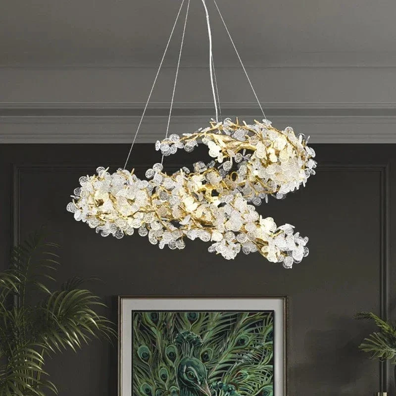 Modern Luxury Gold Chandeliers Home Villa Living Dining Room Lighting Decorate Pendant Lights Indoor Bar Hanging Lamps Fixtures