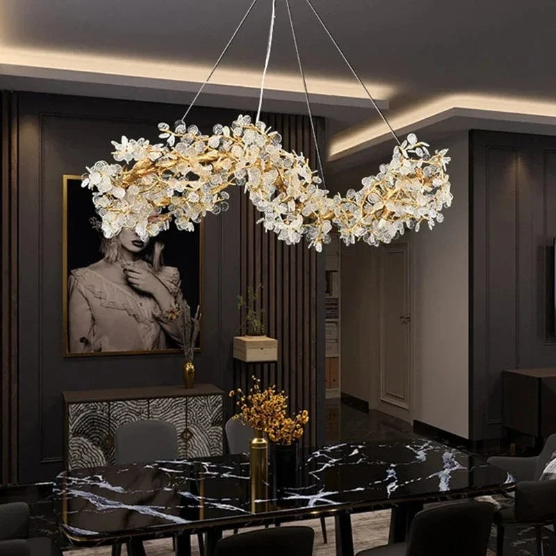 Modern Luxury Gold Chandeliers Home Villa Living Dining Room Lighting Decorate Pendant Lights Indoor Bar Hanging Lamps Fixtures