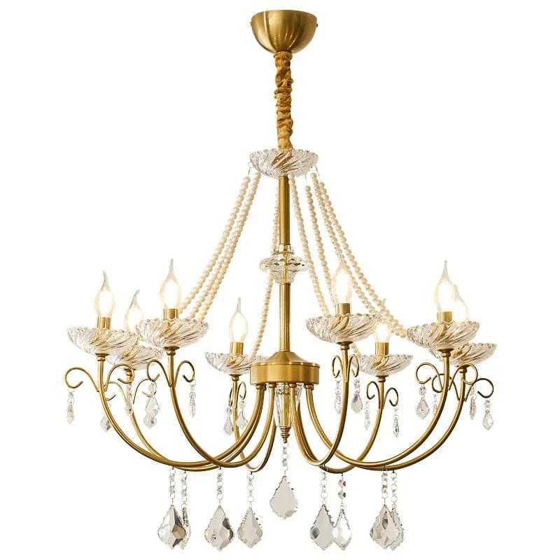 New American Luxury Crystal Led Chandelier Living Room Lustre E14 Led Pendant Light French Chandelier Lighting Led Lamparas